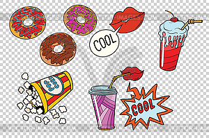 Sweet fast food set for movie - vector clip art