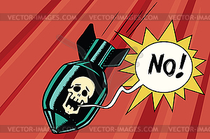 Bomb with skull of skeleton scream no - vector clipart