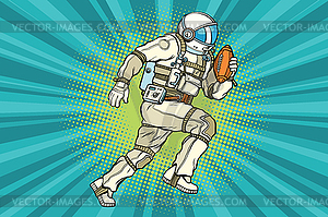 Astronaut athlete American football - vector clipart