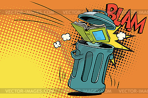 Book thrown in trash - vector clip art