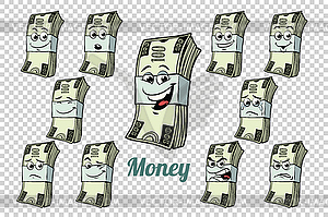 One hundred dollars cash packing emotions character - vector clip art