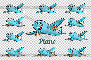 Airplane plane airliner aviation emotions character - vector image