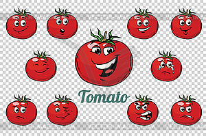 Tomato emotions characters collection set - vector clipart