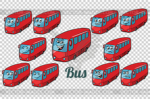 Bus autobus collection set neutral background - vector image