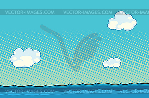 Marine landscape with sea and clouds - vector EPS clipart