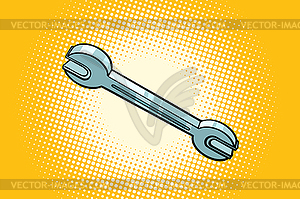 Metal wrench tool on pop art background - vector clipart