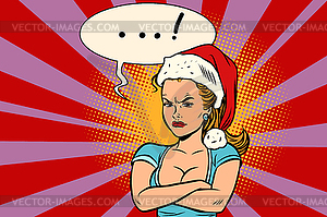 Сердитая девушка Санта - векторное изображение