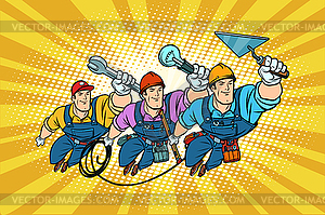 Set electrician Builder and repairer professionals - royalty-free vector image