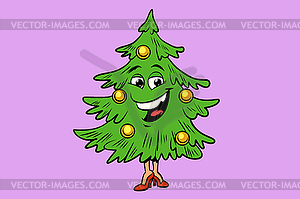 Christmas tree cute smiley face character - vector clip art