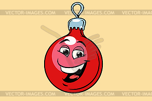 Christmas ball decoration cute smiley face character - vector clipart