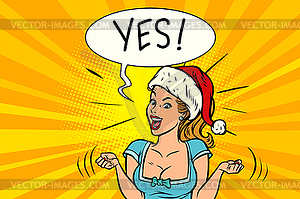 Yes joyful Santa woman - vector clipart