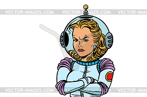 Angry woman astronaut - vector image