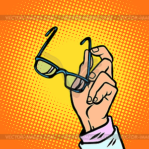 Glasses in hand, vision and people - vector clipart