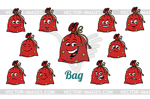 Gift Christmas bag emotions emoticons set back - vector clipart