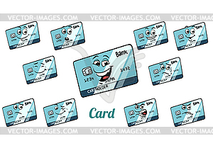 Bank card emotions emoticons set - vector EPS clipart