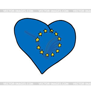 Сердце Европейского Союза, символ Объединенной Европы - векторный дизайн