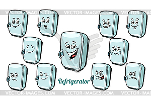 Refrigerator emotions emoticons set - vector EPS clipart