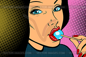 Женщина с конфетами и сладостями Lollipop - клипарт в формате EPS
