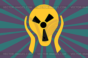 Caution radiation sign in form of screaming terror - vector clipart