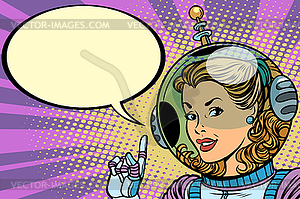 Science fiction woman astronaut hero - vector image