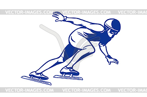 Silhouette skater on ice, Speed skating - vector clipart