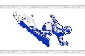 Snowboarder silhouette, giant slalom snowboarding, - vector image