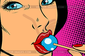 Beautiful woman with Lollipop, confectionery - vector clipart