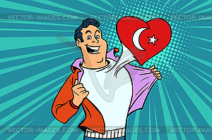 Turkey patriot male sports fan flag heart - color vector clipart