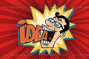 Idea and man, joyful businessman - vector image