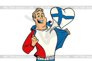 Finland patriot man - vector clipart