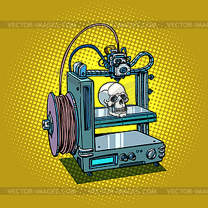 Human skull 3D printer manufacturing - stock vector clipart