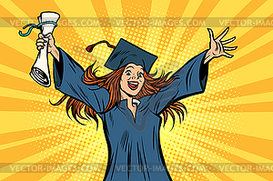 Happy graduate girl student of College or University - vector clipart