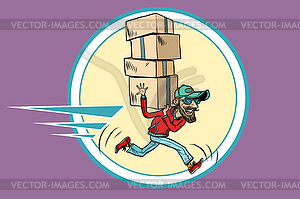 Courier runs delivery - royalty-free vector image