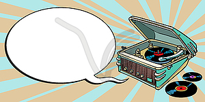 Turntable comics, music and party - vector image
