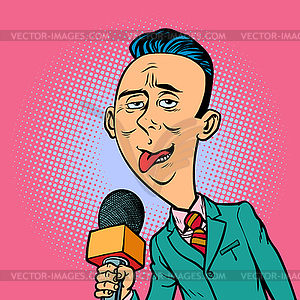 Ridiculous funny weird reporter correspondent - vector image