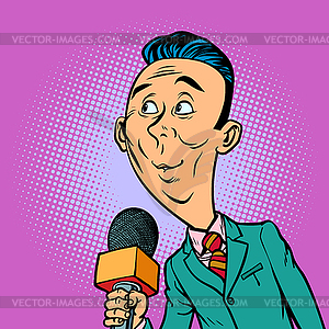 Attentive interested curious reporter - vector clip art