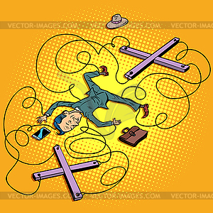 Business concept businessman puppet fell without - vector image