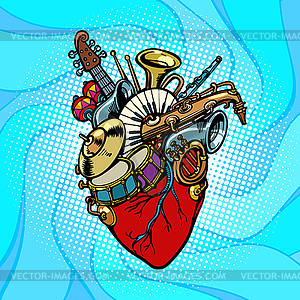 Jazz orchestra musical heart - vector image