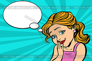 Pretty young woman gesture of embarrassment - vector clipart