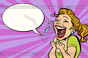 Woman laughs with tears - vector clip art