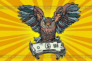 Owl holding in its talons money - vector image