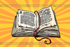 Ancient book, religion, fairy tale and literature - vector image