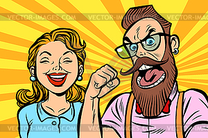 Couple man and woman. Anger and laughter - vector clip art