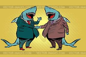 Businessman shark business partnership - vector clipart