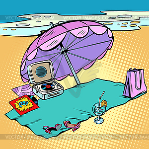 Beach holidays, tourism and travel - vector image