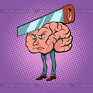 Headache. Saw in brain - vector image