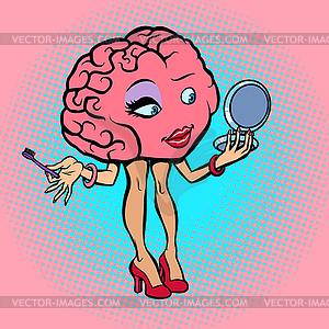 Персонаж мозг женщина макияж ресницы - изображение векторного клипарта
