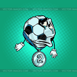 Failure second place silver medal. Character - vector clipart