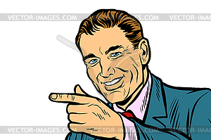 Man pointing finger isolate - vector image