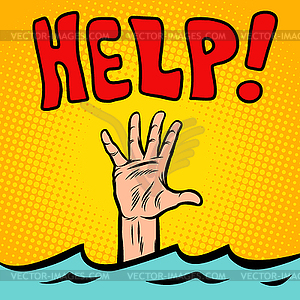 Hand sinking help - vector clipart